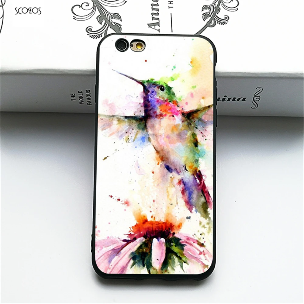 SCOZOS Hummingbird Акварельная живопись мягкий чехол для телефона iPhone 5 5S SE 6 7 8 S Plus X Xr Xs Max |