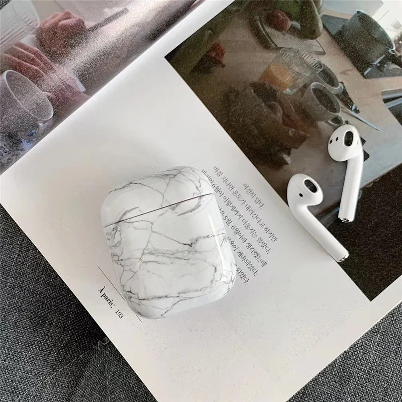 Мраморный чехол для Apple Airpods симпатичный пластиковый 1:1 роскошные аксессуары