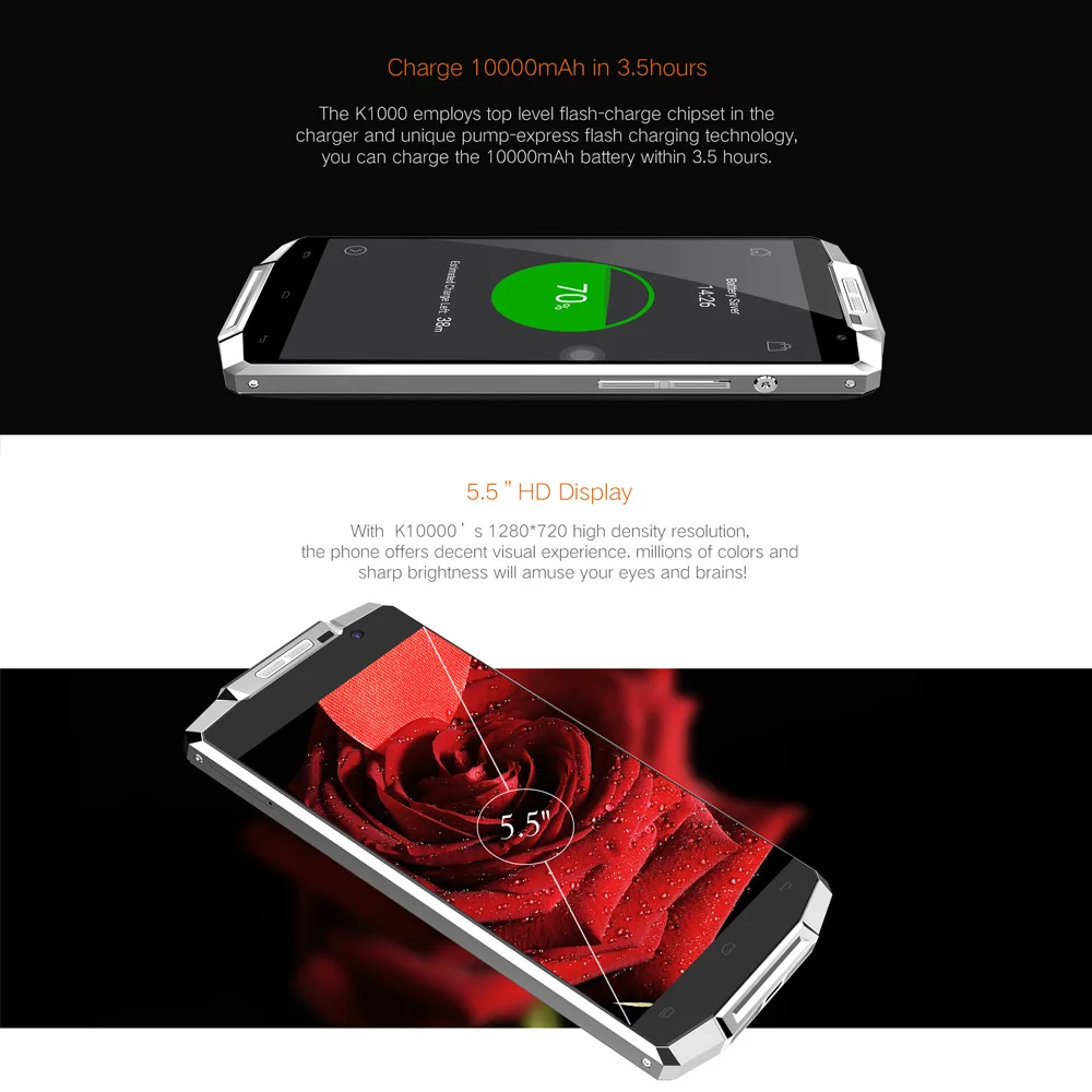 10000 мАч Oukitel k10000 4 г LTE Смартфон Android 6.0 mt6735 ядра 2 ГБ + 16 13MP супер большой ёмкость 5.5