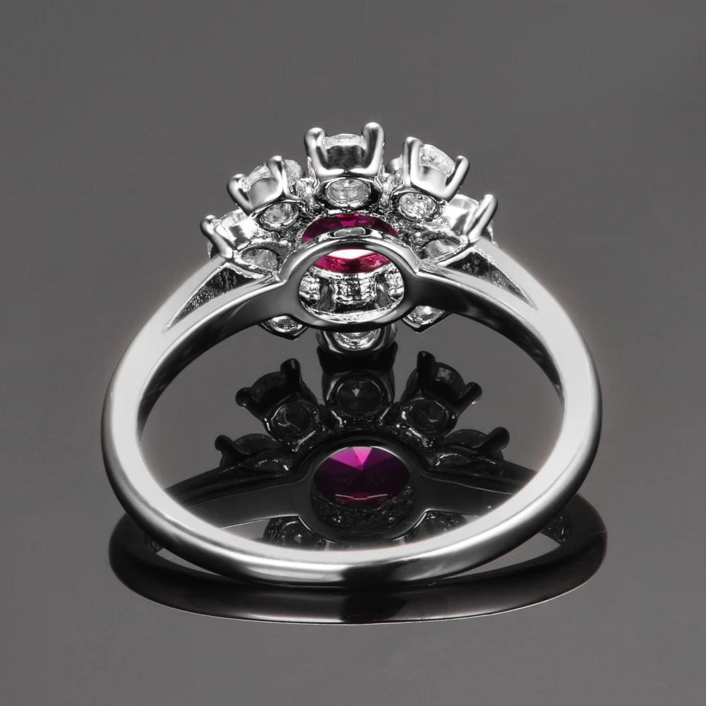Женское кольцо из серебра 925 пробы с красным Рубином|Кольца| |