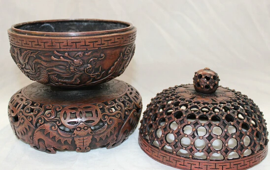 xiuli 003447 8&quot Tibet Bronze Buddhism FengShui Dragon Coin BAT Statue Incense Burner Censer | Дом и сад
