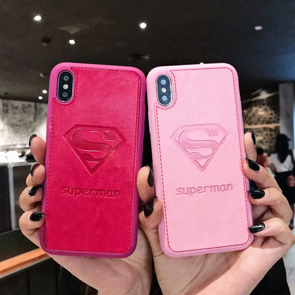 Микки корпус для мыши iPhone XS MAX XR X 7 8 плюс 6 6s кожаный чехол Супермен Розовая пантера