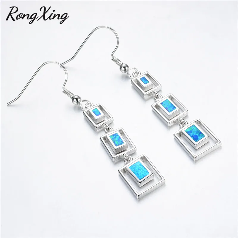Женские серьги подвески с голубым/белым огненным опалом|long dangle earrings|long drop earringdangle