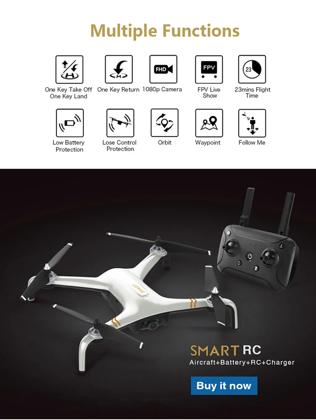 C-FLY смарт gps 2,4G WiFi FPV 1080P HD Cam складной бесщеточный Радиоуправляемый Дрон Квадрокоптер интеллектуальная фотография бесщеточный Дрон