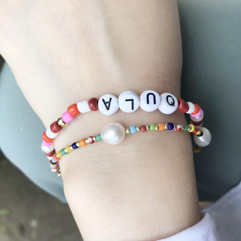 Набор браслетов Bijoux цветной бисер для женщин бохо Пресноводный Жемчуг