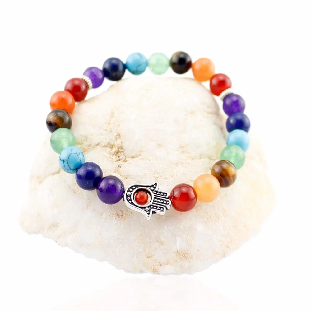 Модные браслеты Reiki Healing Balance из бисера Hamsa Charm красочные ретро Радужная чакра