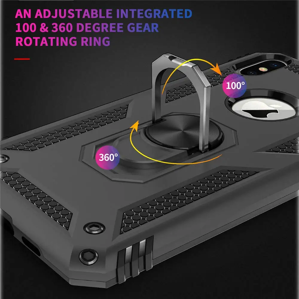 Magnetic Car Finger Ring Shockproof Armor Case For iPhone 11 PRO MAX X XS Max XR 7 8 6 6S Plus Hybrid PC+TPU Rugged Defend Cover |