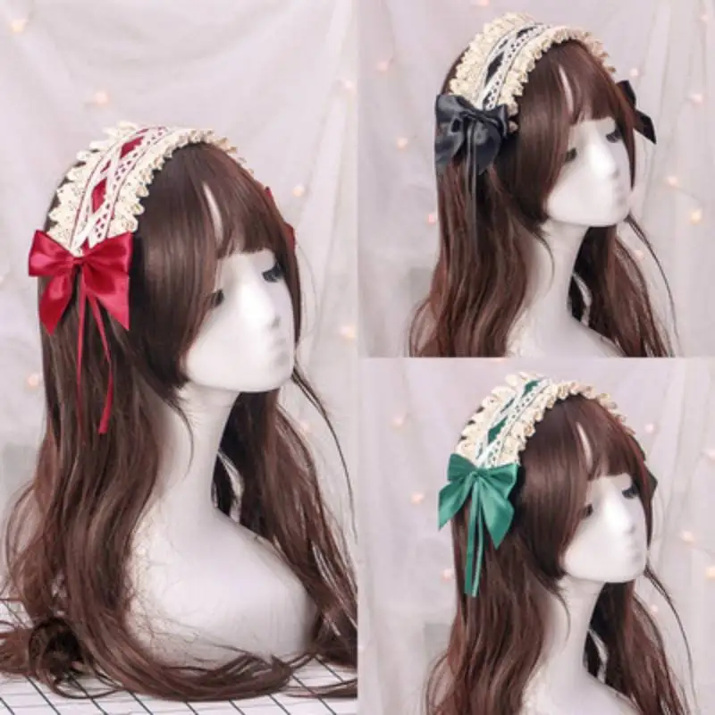 

Japanese Women Lolita Sweet Head wear Lace Bow Headband KC Dresses Wear Cosplay Maid Headwear Kawaii Girl Head decoration