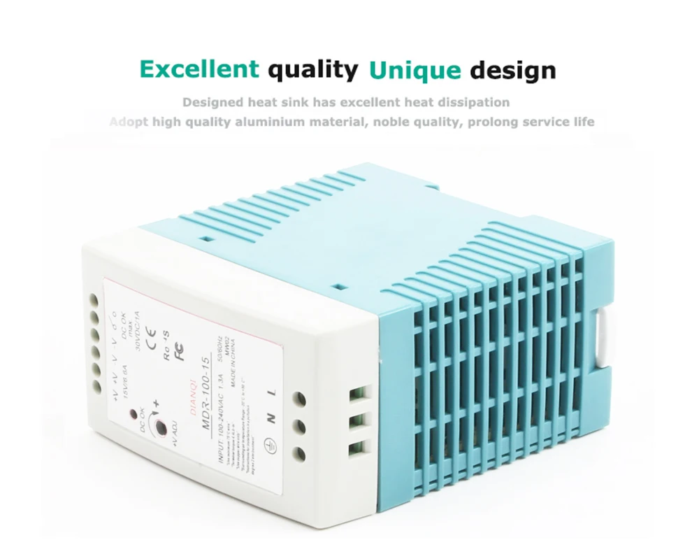 DIANQI MDR-100 12 В 15 в 24 в 36 в 48 в 100 Вт din-рейка источник питания ac-dc трансформатор для светодиодных лент светильник 110 В 220 В