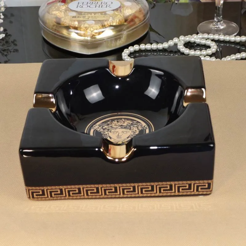 Креативная керамическая 4 держателя прямоугольная сигара художественная пепельница Роскошная гостиная пепельница модные аксессуары для дома KTV Декор r79