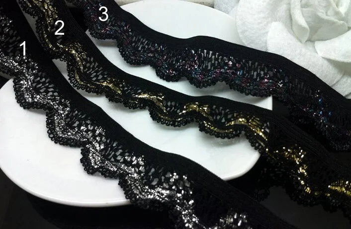 Эластичные гофрированные ленты черные серебристые золотые ширина 10 ярдов 2 3 см 0 9