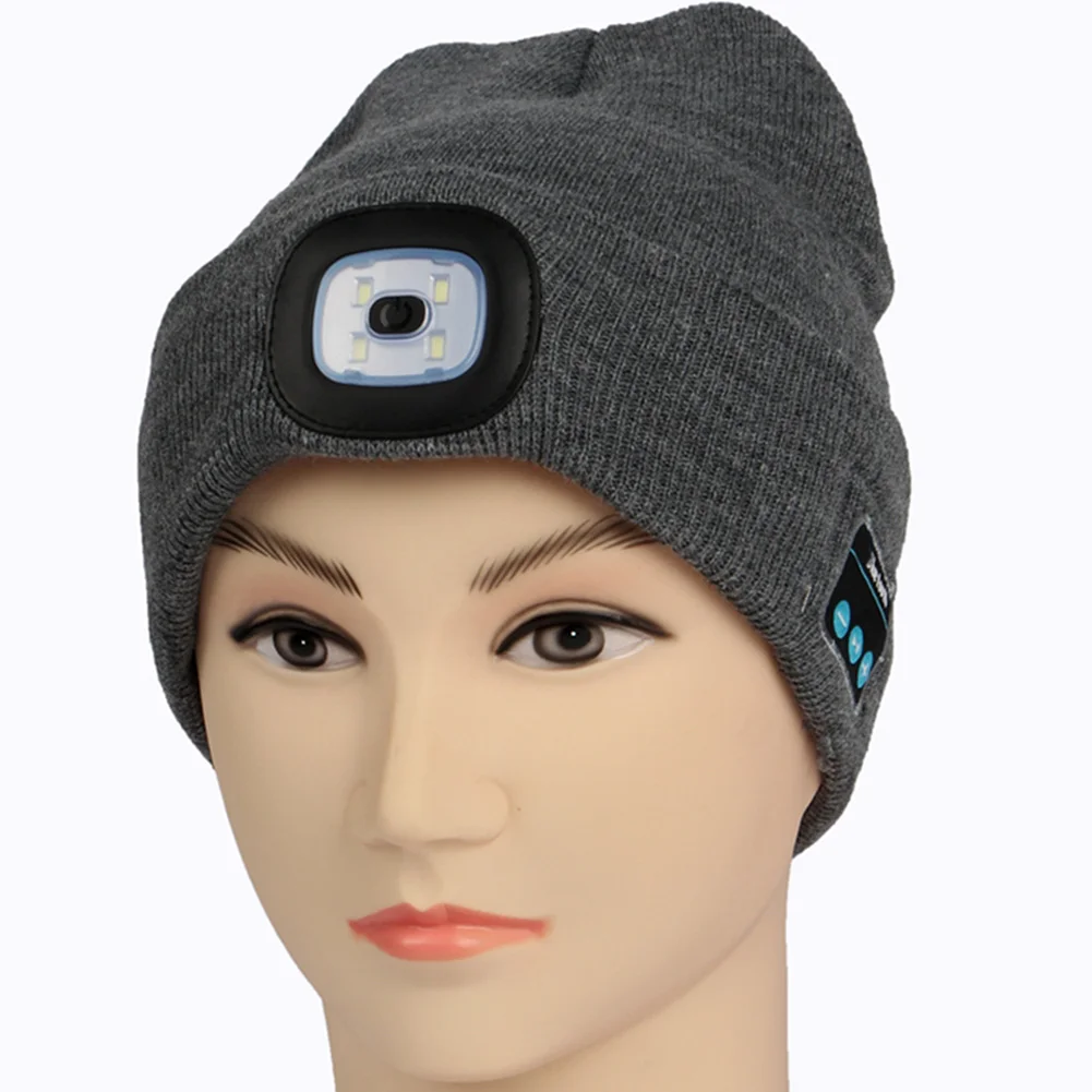 Bluetooth светодиодный легкий вязаный головной уличная шапка шапки музыкальные руки