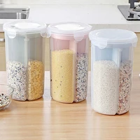 environmental protection and multipurpose transparent kitchen grain storage tank 4 grid cereal crisper sealed can for rice oat