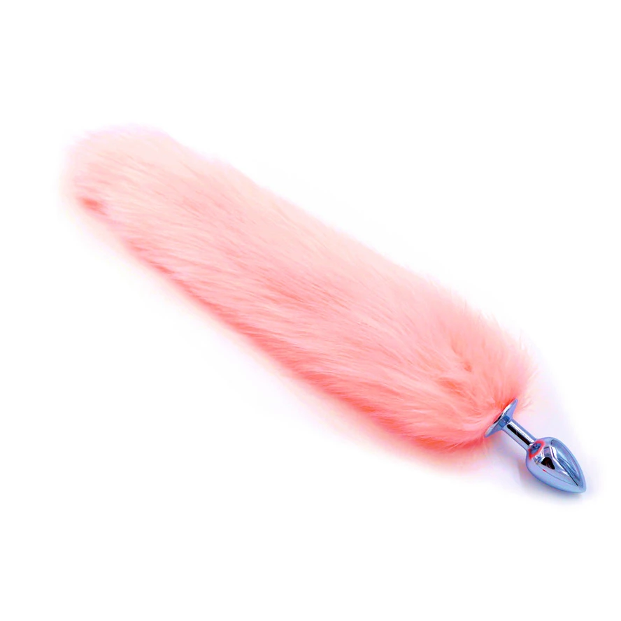 Pink Artificial Fox Tail Plush Fur With Metal Anal plug 40cm Long Butt Sex Toys cosplay Role Play Drop Shipping | Красота и здоровье