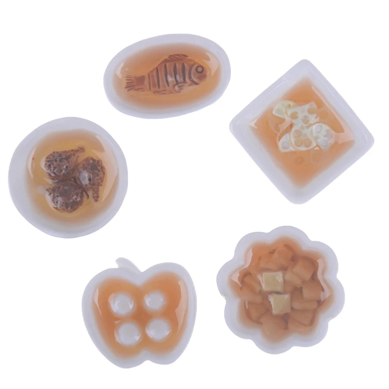 

1:12 Scale Miniature Chinese Cuisine Food Dollhouse Rice Mini Chinese Cuisine Dessert Noodles Tofu Fish Resin Pretend Food Toys