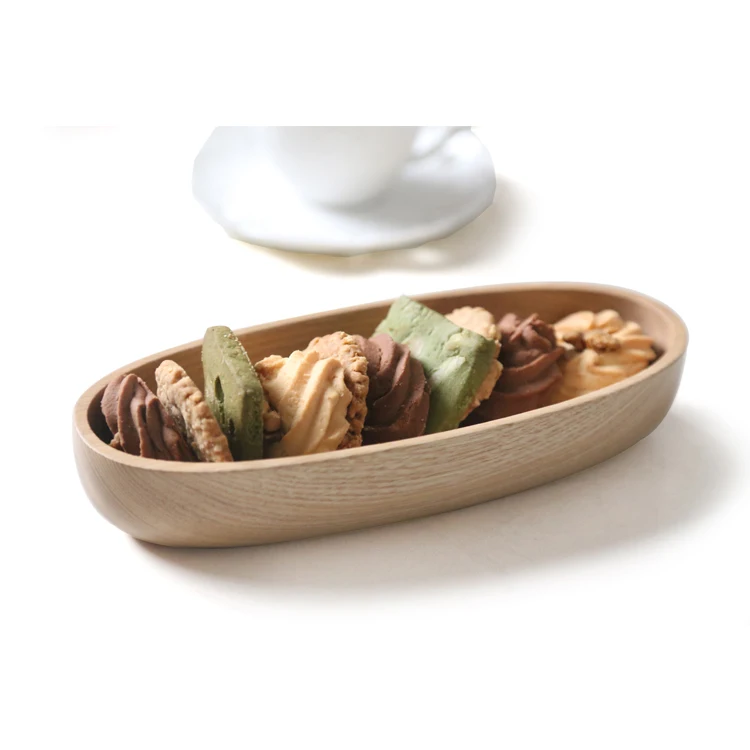 Японская тарелка из натурального дерева овальная для суши бука десертная ужина