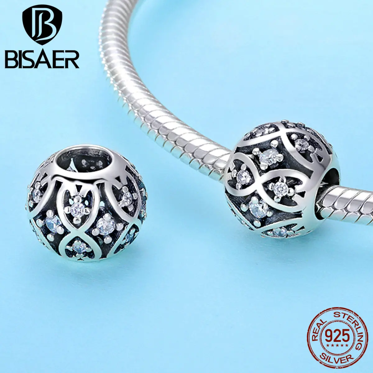 Кристалл CZ 925 пробы серебро Forever Heart Pave амулеты бусины подходят браслеты для женщин бусины серебро 925 ювелирные изделия ECC732