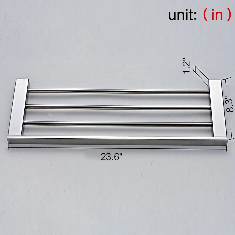 

2016 Square SUS 304 Stainless Steel Single towel rack towel rack Mirror Polish Chrome Finish 60cm Length Bathroom Accessories