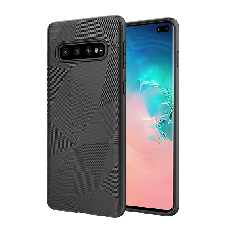 Newest Geometric Grinding Sot TPU Case For Samsung S10 S10Plus S10E Cover Fashion Black Frosted Business Coque |