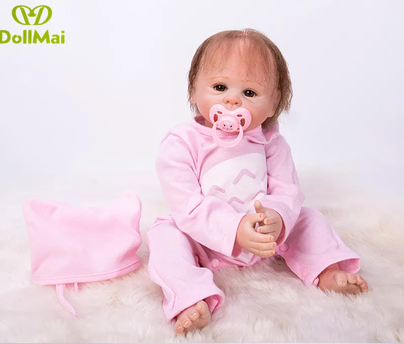 

Reborn Baby Doll Realistic Soft silicone Reborn Babies Girl 18 Inch Adorable Bebe Kids Brinquedos boneca Toy