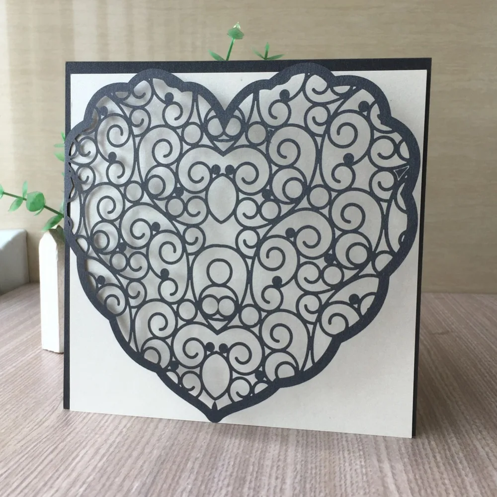 

25pcs/lot Lucky Blue Heart Design Invitation Card For Wedding Engagement Birthday Grand Event Graduation Anniversary Business