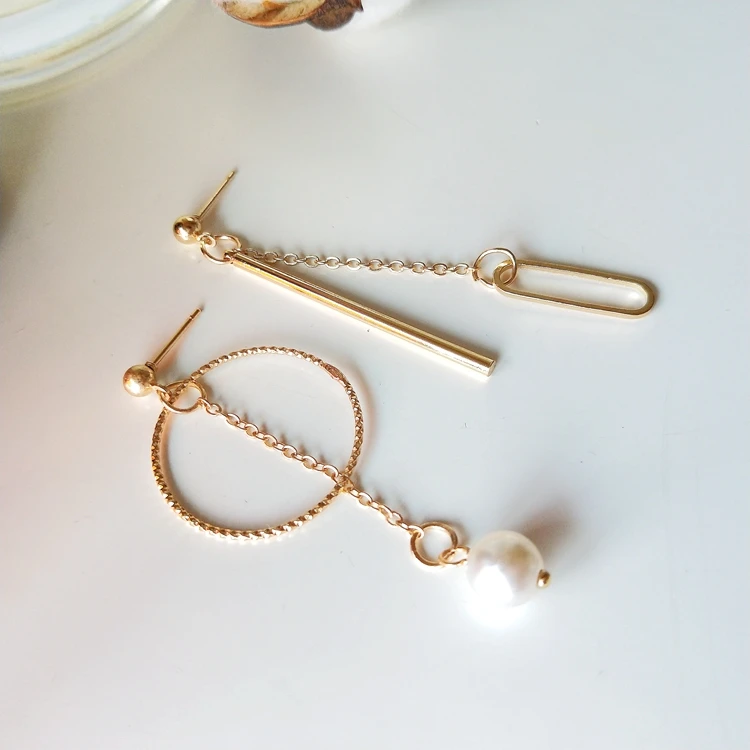 Женские Асимметричные висячие серьги длинные жемчужные кисточки в Корейском