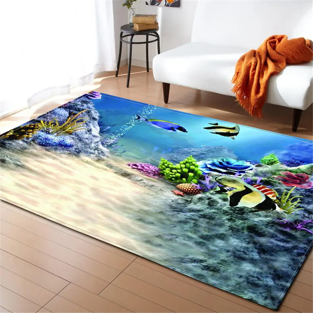 3D ковер с изображением морских рыб и прикроватный напольный детский игровой