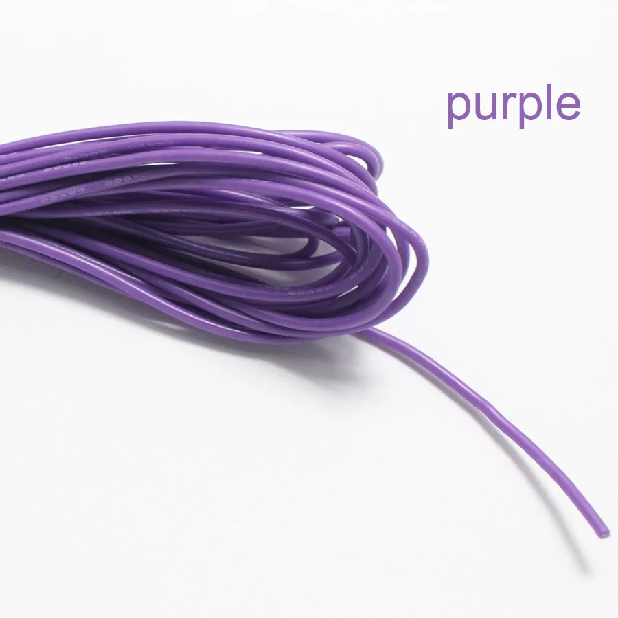 Фиолетовый 1 метр 30AWG 28AWG 26AWG 24AWG 22AWG 20AWG гибкий силиконовый провод RC кабель 26AWG 30/0. 08TS OD 1,5 мм луженая медная проволока - Цвет: Фиолетовый