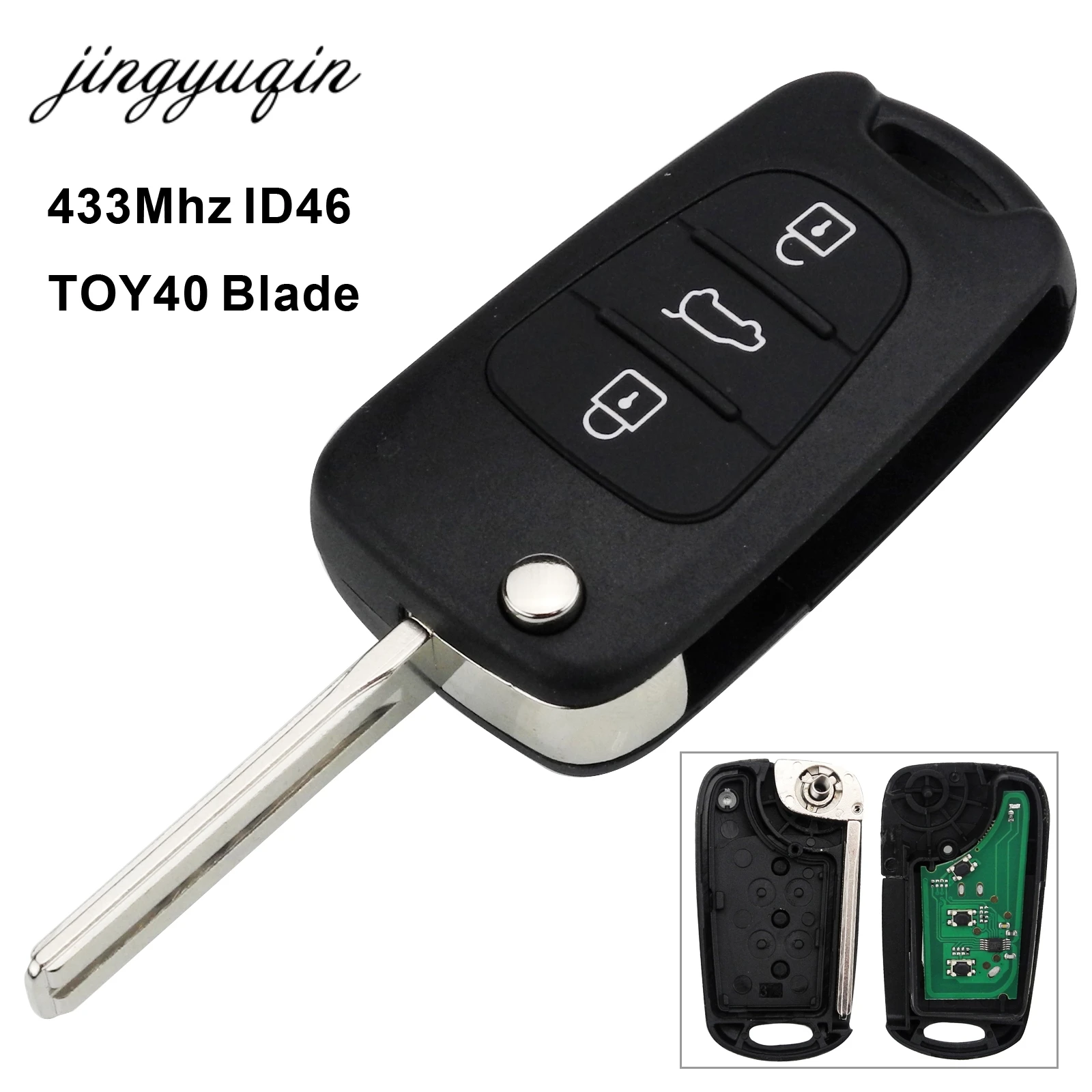 Jingyuqin 433 МГц чип ID46 дистанционный брелок подходит для Hyundai I30 IX35 TOY40 замена лезвия