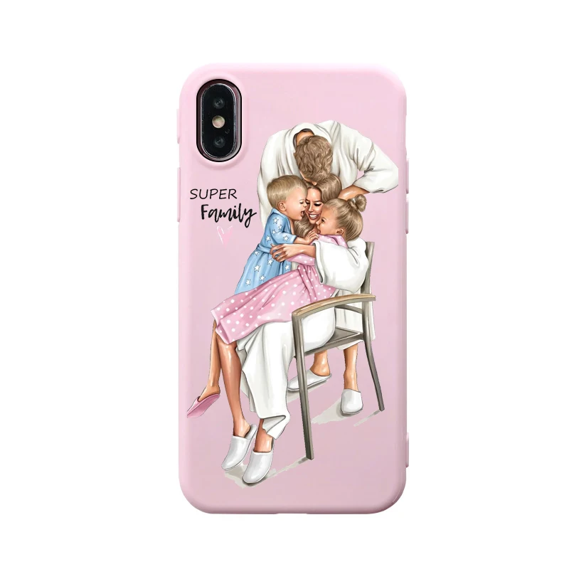 07 Мягкий розовый силиконовый чехол для телефона для iPhone 8 с коричневыми волосами для девочек, модный супер мама для Iphone 7 6 6S Plus X XS MAX XR 10 Etui - Цвет: 07