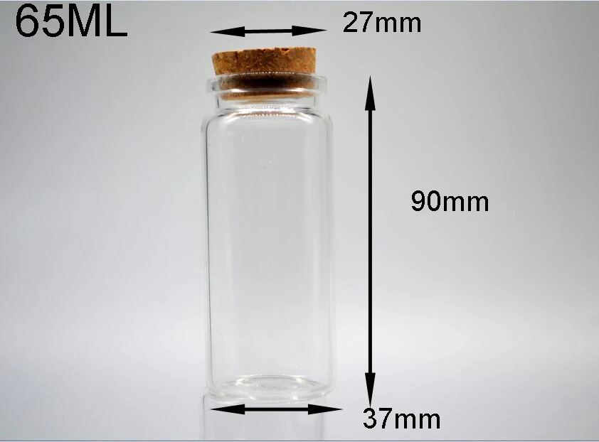 Стеклянные бутылки с деревянной пробкой 24 шт./лот 65 мл 37*90*27 мм для украшения