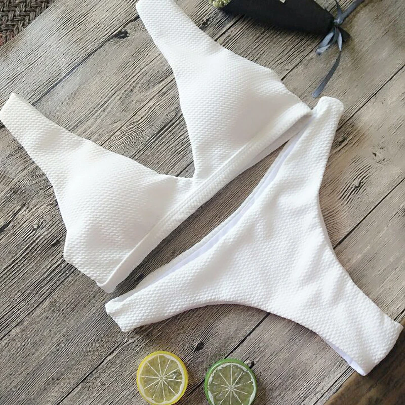 Soild Bikini Set 2018 bikini brazilian Swimsuit Swimwear Vintage Bathing Suit Tie Bottom Halter Biquini Female |