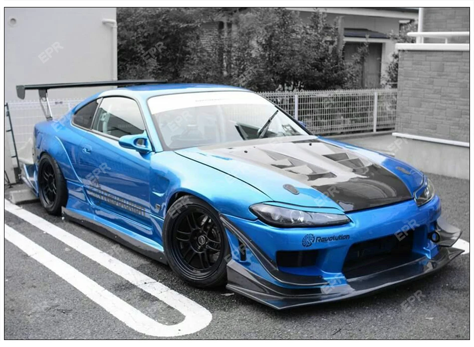 Для Nissan S15 Silvia Dmax+ 40 мм СТЕКЛОВОЛОКНО FRP переднее крыло(с дверными вентиляционными отверстиями) Комплект кузова отделка гоночная часть для Silvia S15 тюнинг