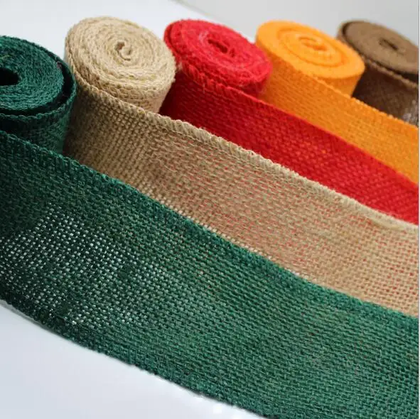 

20Meters 6cm Natural Hemp Jute Hessian Burlap Ribbons Linen Strips For DIY Wedding Party Chair Bands Vintage Home Decorations