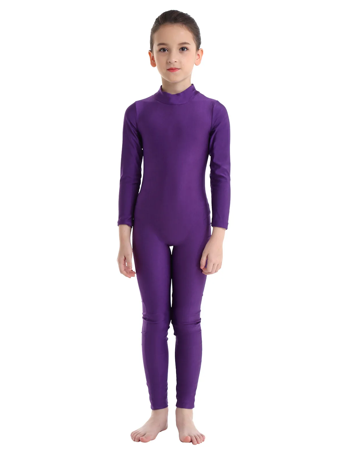 Purple Малыш девушки гимнастический купальник для танцы, балет Купальник одежда с длинным рукавом Купальник балетные и гимнастические трико комбинезон для мальчиков - Цвет: Purple
