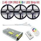Светодиодная лента 20 м SMD 5050 RGBW RGBWW IP65, Кремниевая водонепроницаемая, 60 светодиодовм, домашнее освещение 2,4 г, Радиочастотный пульт дистанционного управления RGBW, источник питания 12 В 15 А