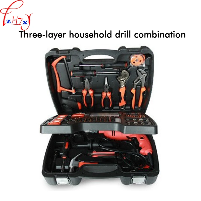 Multi-function Power Tools Kit 138pcs Three Layers Home Electric Drill Combination DIY Tool Impact Set 220V | Инструменты