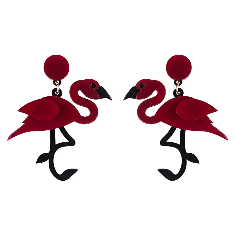 GuanLong Смола ремесло милые серьги в форме Фламинго Bijoux Ювелирные изделия для