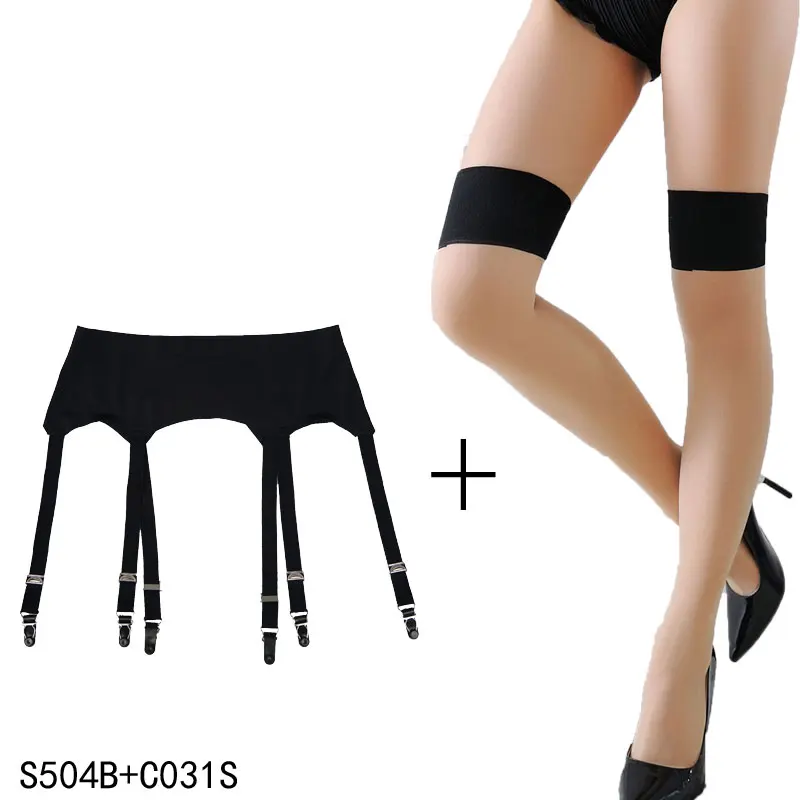 Женские винтажные чулки с подвязками черные 6 широкими бретелями|clip garter belt|garter