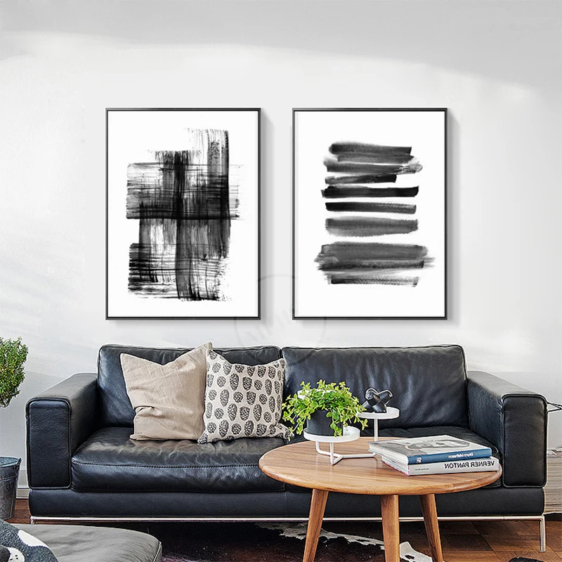 

Modern Abstract Canvas Painting Black and White A4 Posters and Prints Wall Art Pictures For Living Room Home Decor No Frame