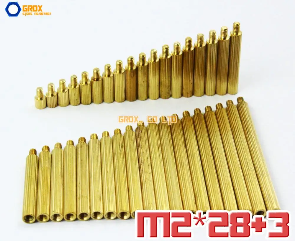 

100 Pieces Brass M2 x 28 + 3mm PCB Female to Male Motherboard Standoff Spacer