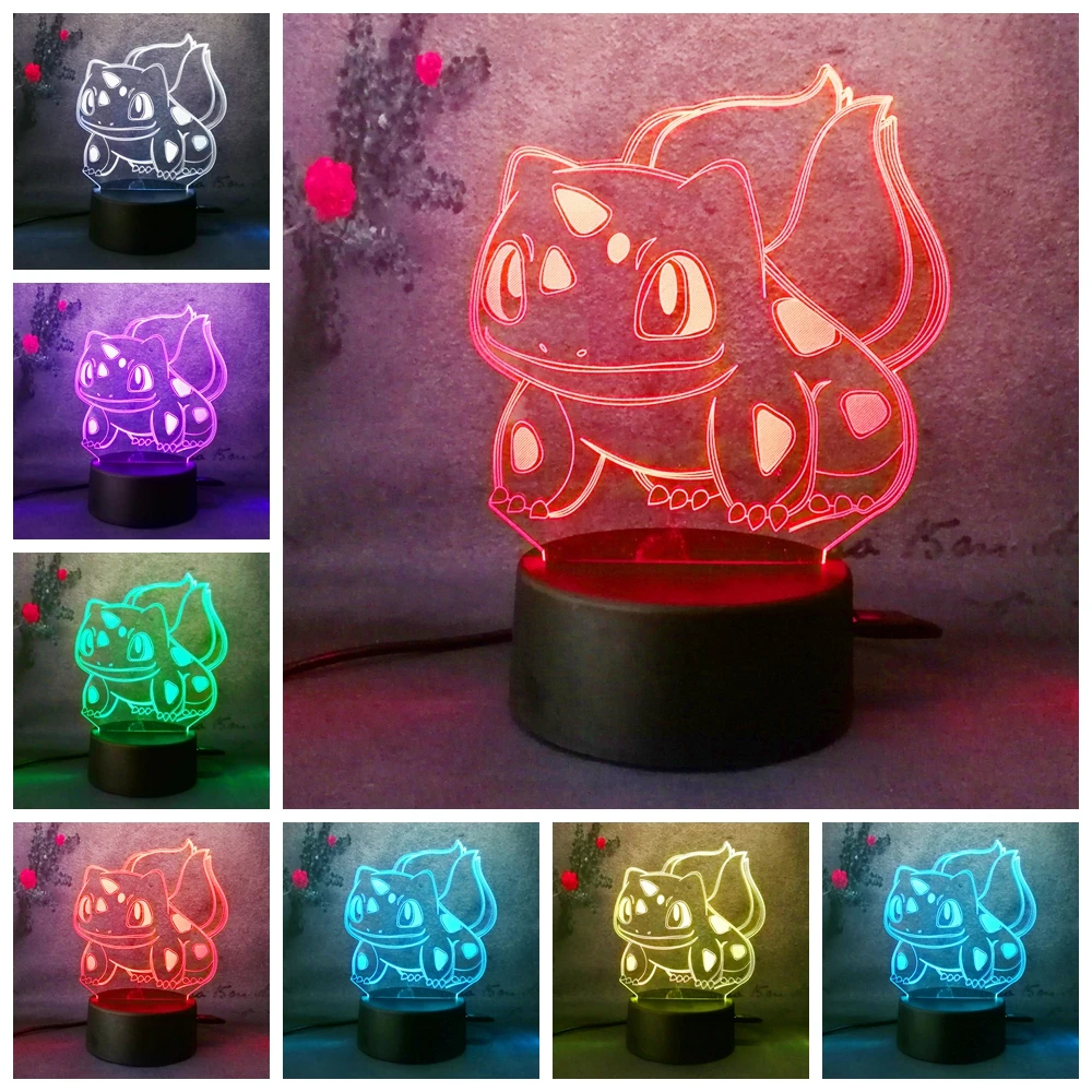 Детский подарок на день Pokeball Bulbasaur мультяшный Покемон го светодиодный ночник