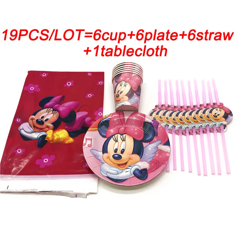 Дети с днем рождения тема Минни Мауса вечерние украшением наборы для ухода за
