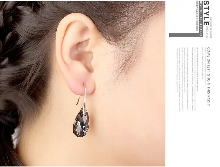 Висячие серьги в форме капли воды,, украшенные кристаллами Swarovski, пирсинг, вечерние аксессуары, свадебные ювелирные изделия