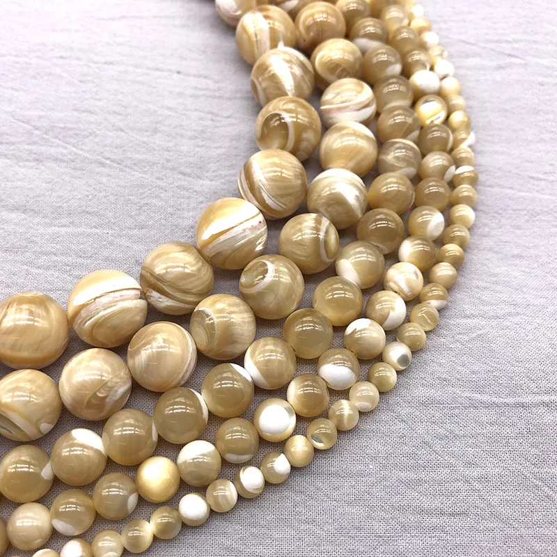 Круглые Бусины Из Натурального Коричневого бисера морская оболочка 4 5 6 8 10 12 мм