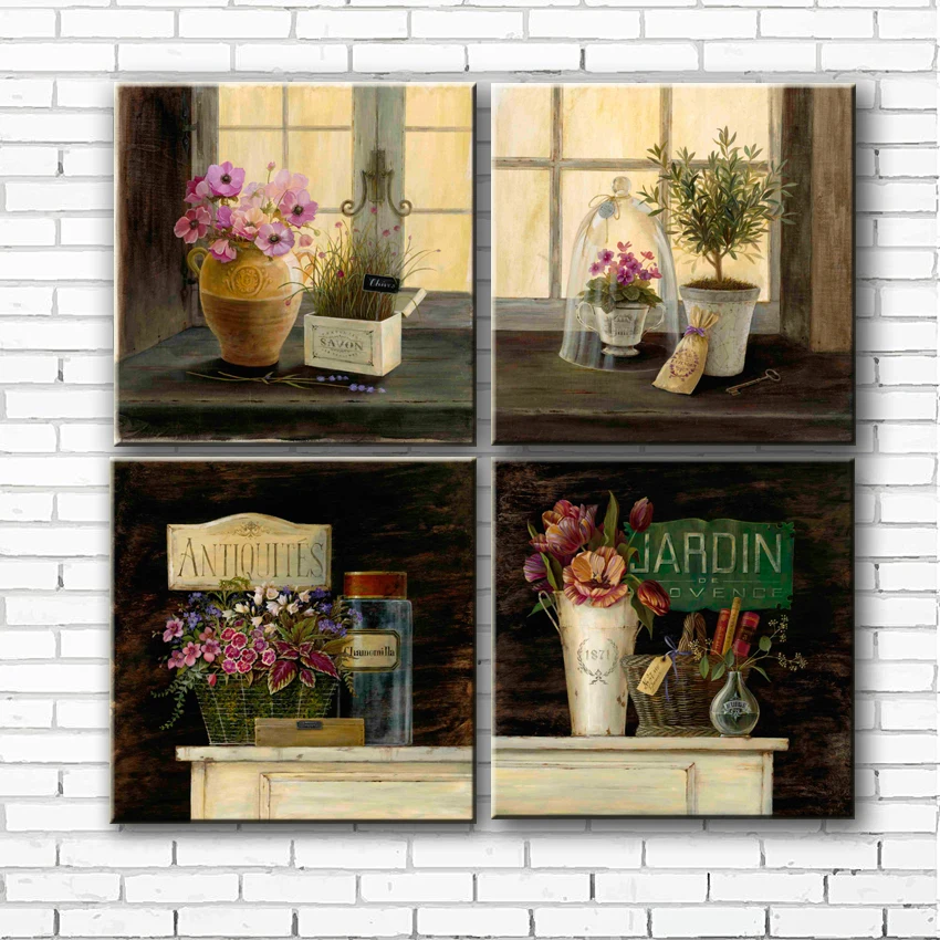 Набор картин маслом на холсте с изображением цветов подоконнике|canvas prints|print on