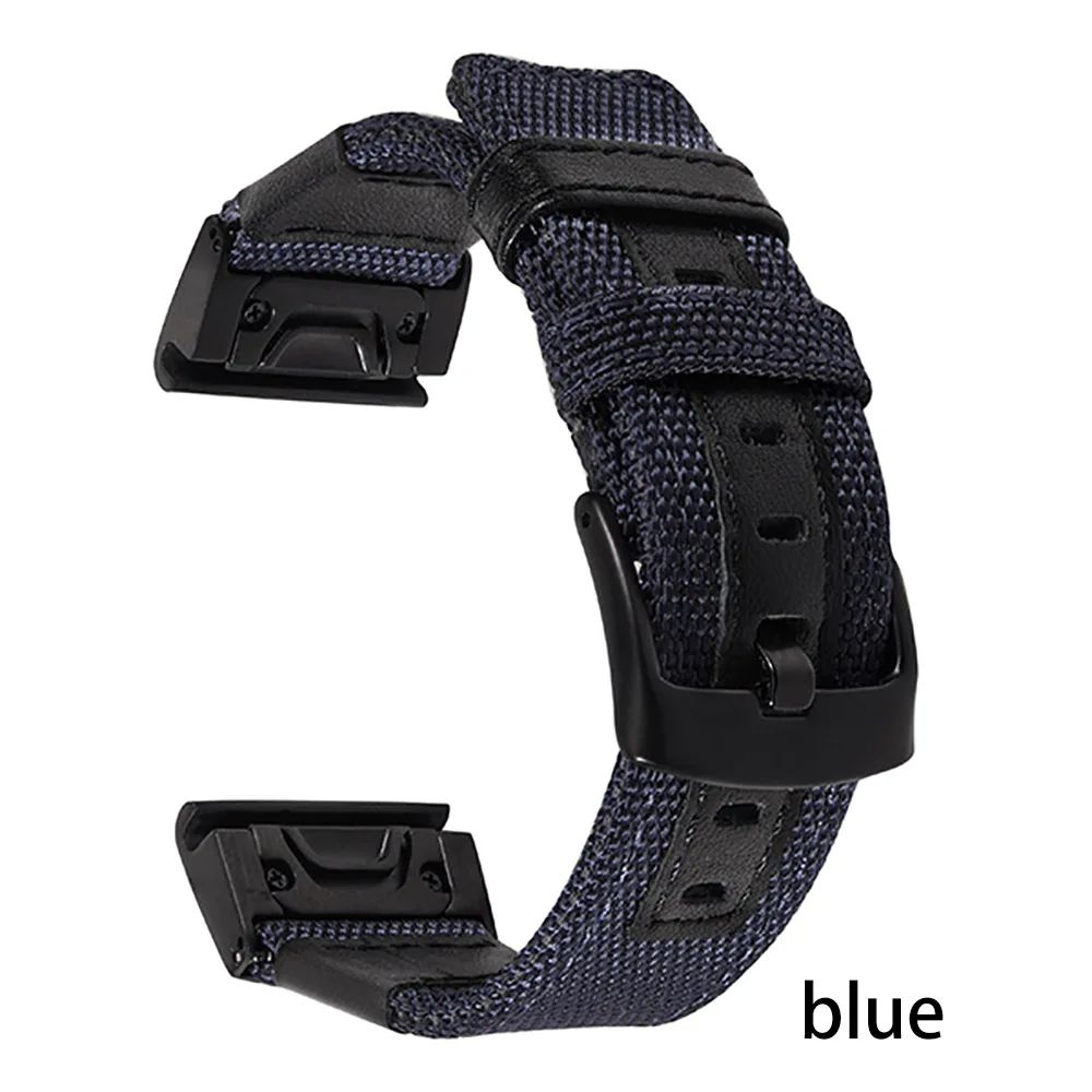 blue 26 мм из натурального нейлона+ кожаный ремешок для часов Garmin Fenix 5X/3/3HR Quick Easy Fit ремешок для часов застежка из нержавеющей стали ремешок - Цвет ремешка: blue