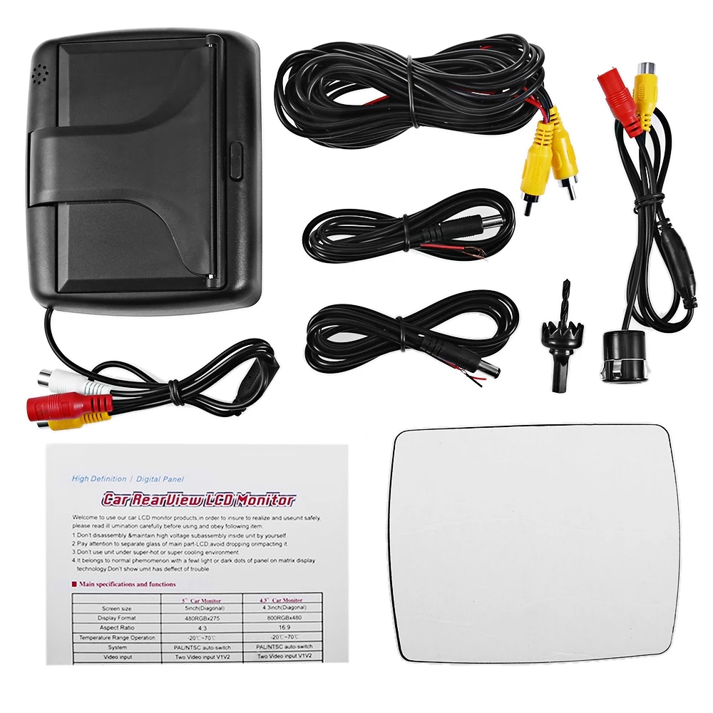 Автомобильный складной 4 3 дюймовый экран монитор заднего вида 18 5 мм камера с 2