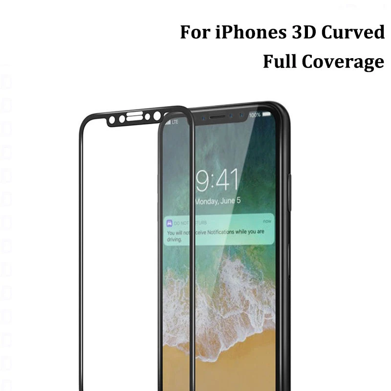100 шт 3D углеродное волокно полное покрытие закаленное стекло для iPhone 12 Mini 11 Pro Max XS