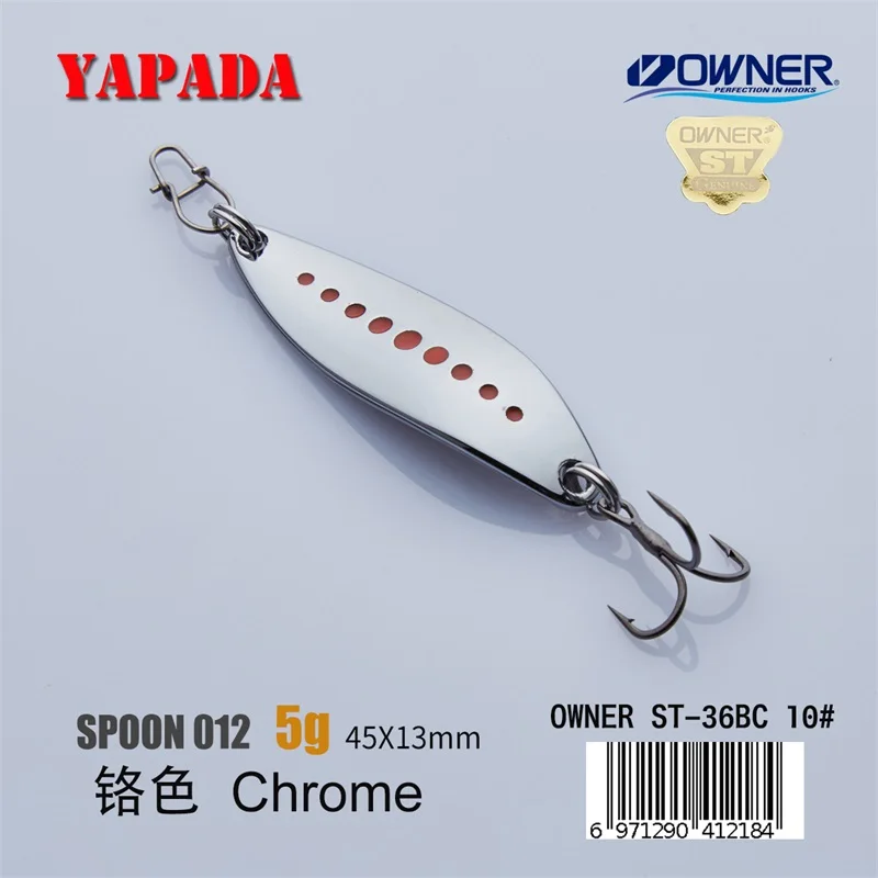 YAPADA ложка 012 Новинка пиявка 3 г/5 г 38-45 мм многоцветный держатель тройной крючок цинковый сплав металлическая ложка перо рыболовные приманки бас - Цвет: Chrome 5g